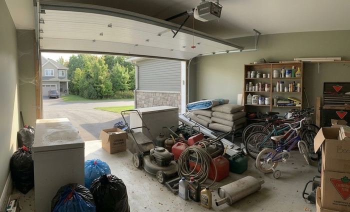 Packed garage before